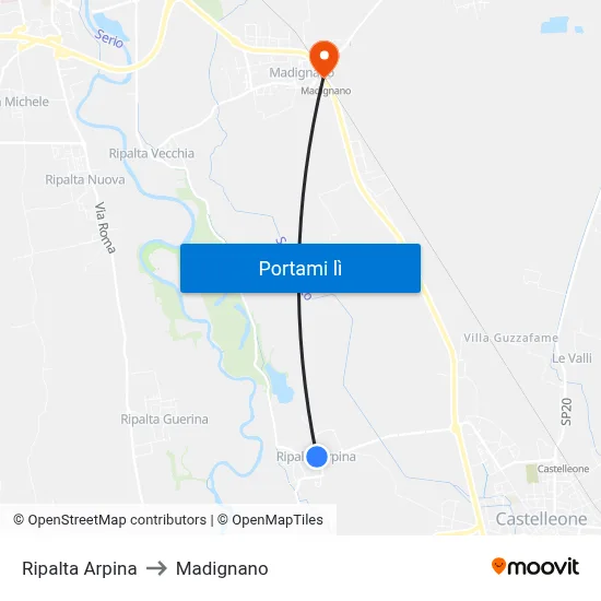 Ripalta Arpina to Madignano map