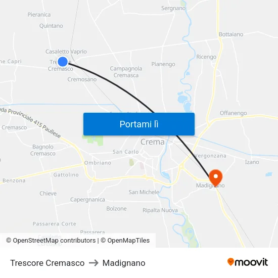 Trescore Cremasco to Madignano map