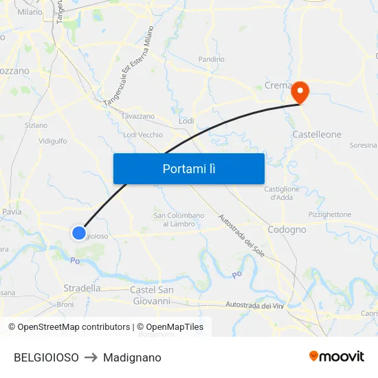 BELGIOIOSO to Madignano map