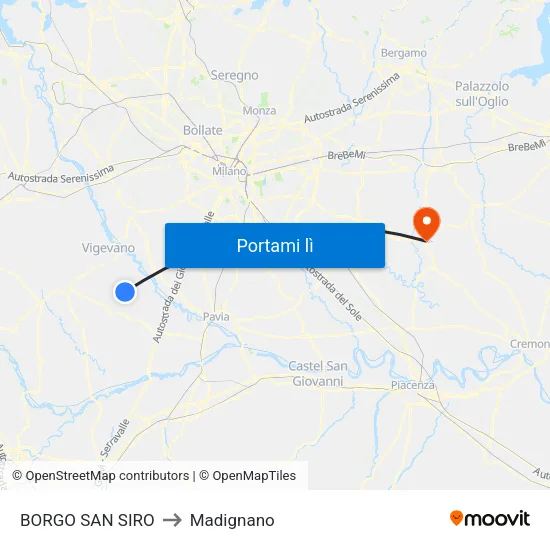 BORGO SAN SIRO to Madignano map
