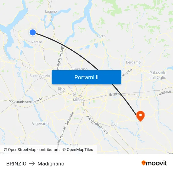 BRINZIO to Madignano map