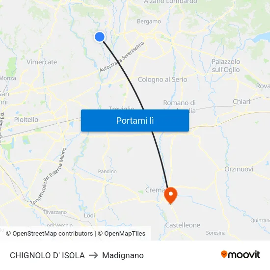 CHIGNOLO D' ISOLA to Madignano map