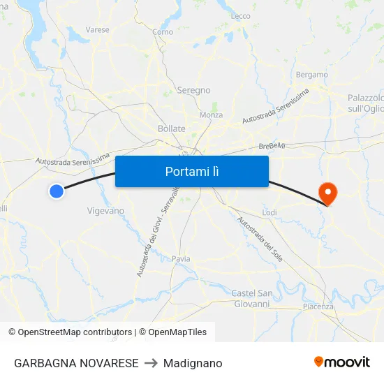 GARBAGNA NOVARESE to Madignano map