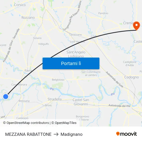 MEZZANA RABATTONE to Madignano map