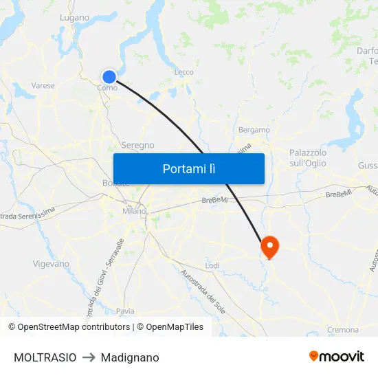 MOLTRASIO to Madignano map