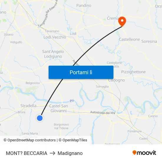 MONT? BECCARIA to Madignano map