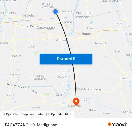 PAGAZZANO to Madignano map