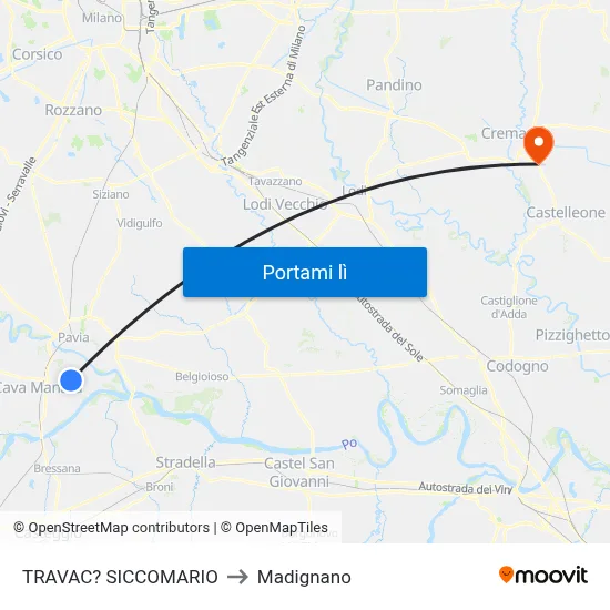 TRAVAC? SICCOMARIO to Madignano map