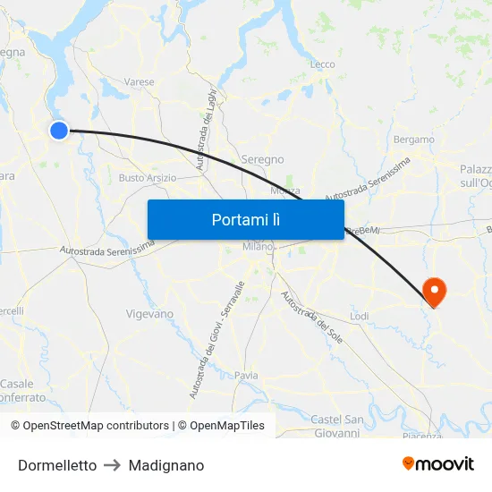 Dormelletto to Madignano map