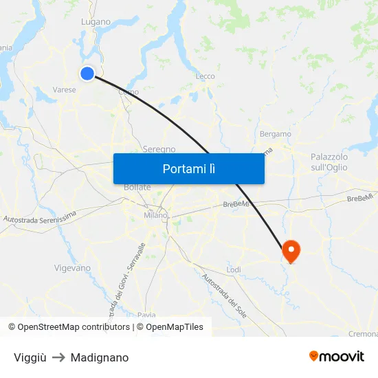 Viggiù to Madignano map