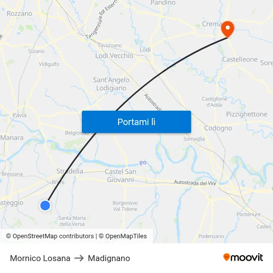 Mornico Losana to Madignano map