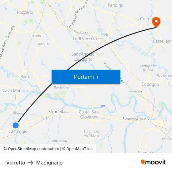 Verretto to Madignano map