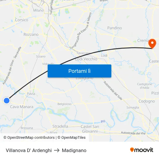 Villanova D' Ardenghi to Madignano map