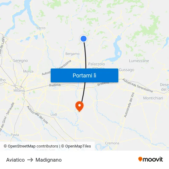 Aviatico to Madignano map