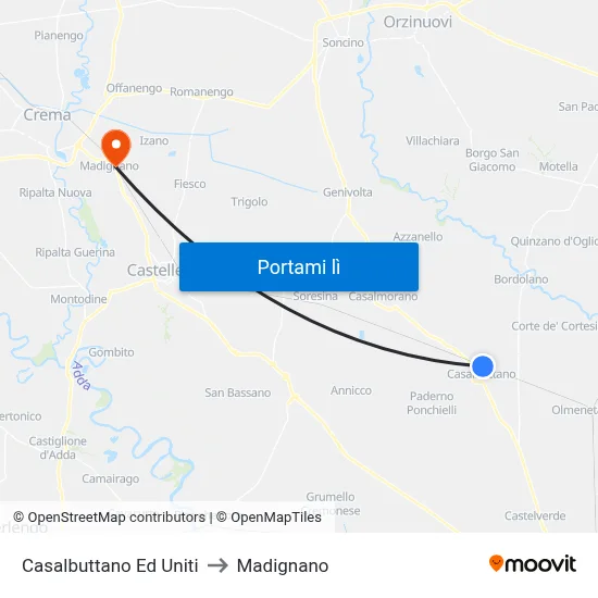 Casalbuttano Ed Uniti to Madignano map