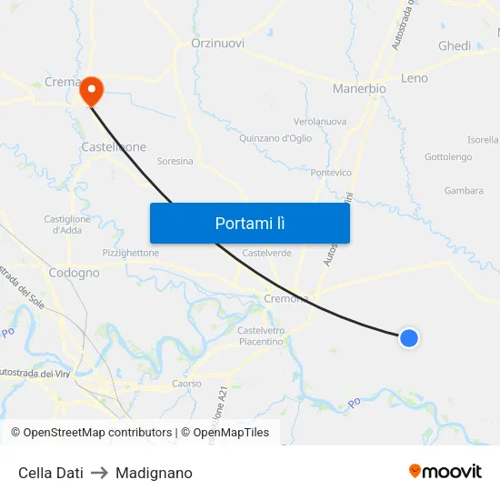 Cella Dati to Madignano map