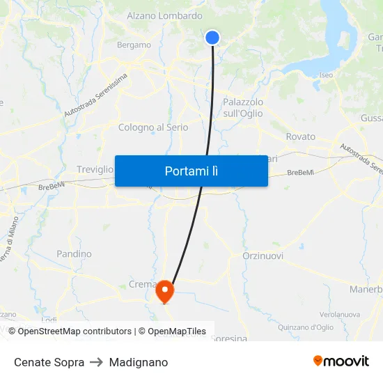 Cenate Sopra to Madignano map