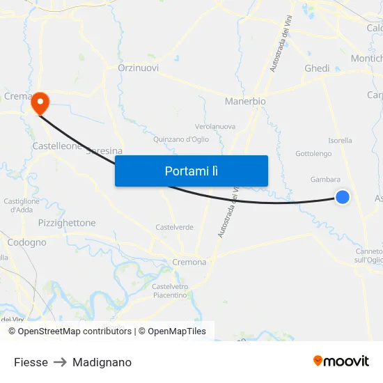 Fiesse to Madignano map