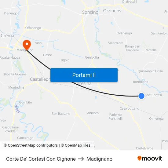 Corte De' Cortesi Con Cignone to Madignano map
