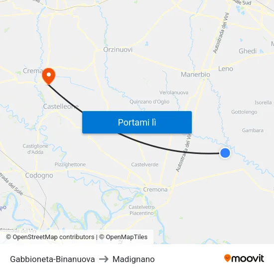 Gabbioneta-Binanuova to Madignano map