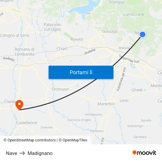 Nave to Madignano map