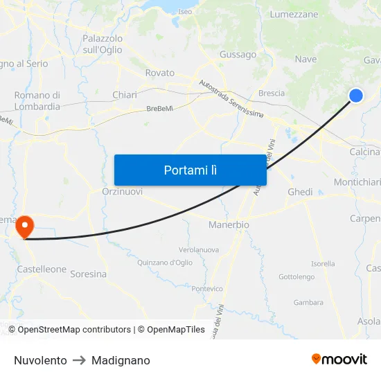 Nuvolento to Madignano map