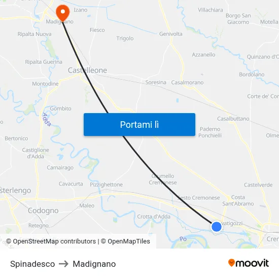 Spinadesco to Madignano map