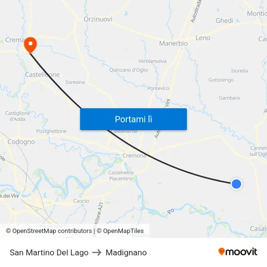 San Martino Del Lago to Madignano map