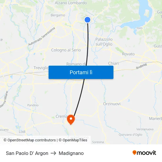 San Paolo D' Argon to Madignano map