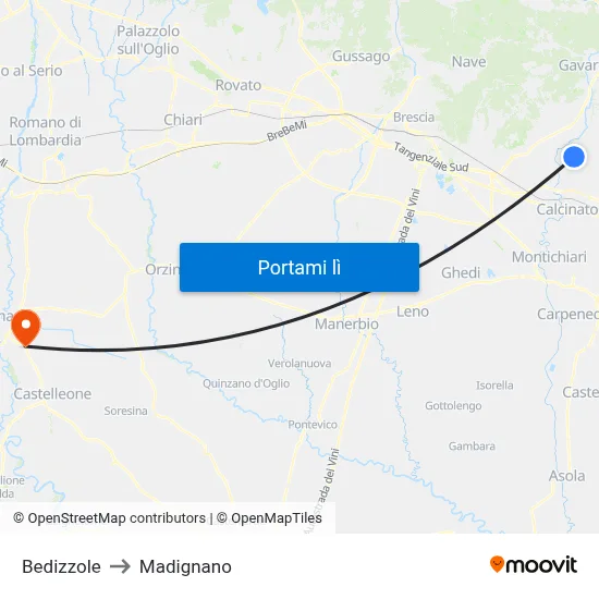 Bedizzole to Madignano map