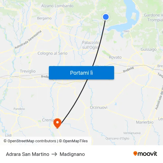 Adrara San Martino to Madignano map