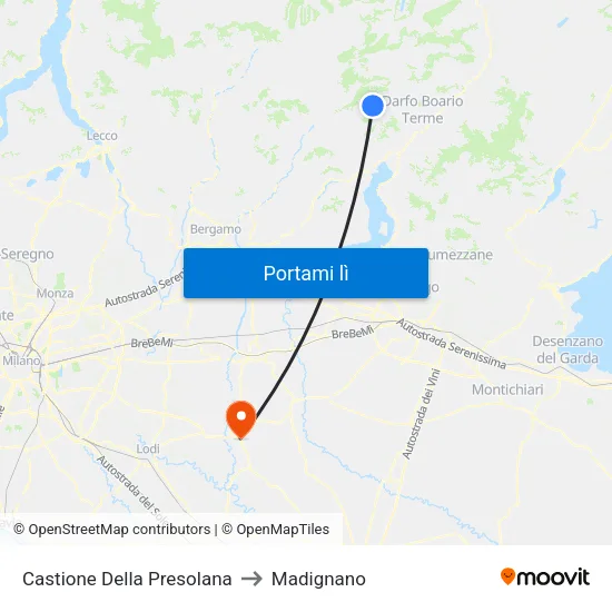 Castione Della Presolana to Madignano map