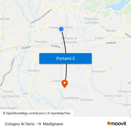 Cologno Al Serio to Madignano map