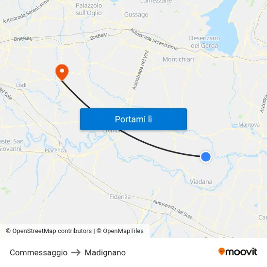 Commessaggio to Madignano map
