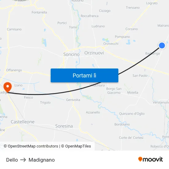 Dello to Madignano map