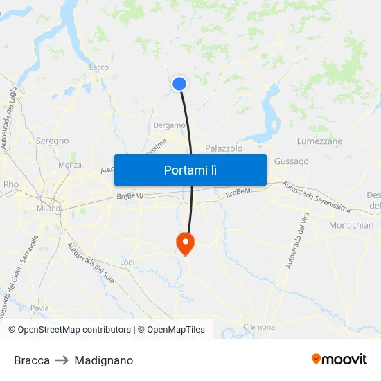 Bracca to Madignano map