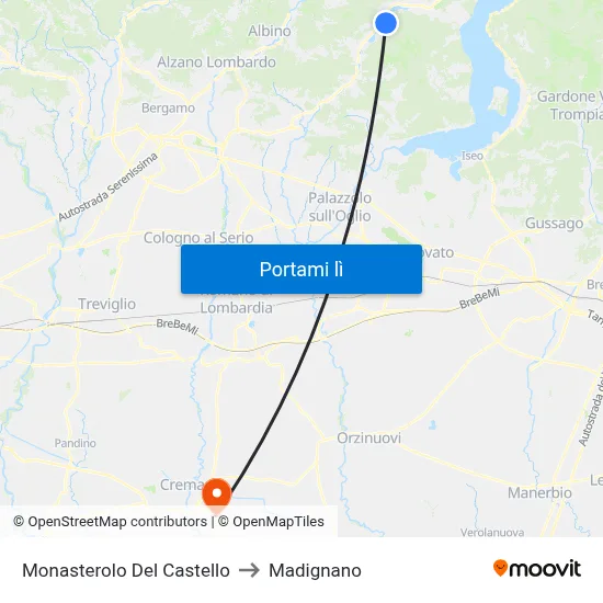 Monasterolo Del Castello to Madignano map