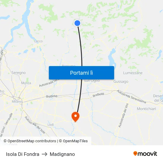 Isola Di Fondra to Madignano map