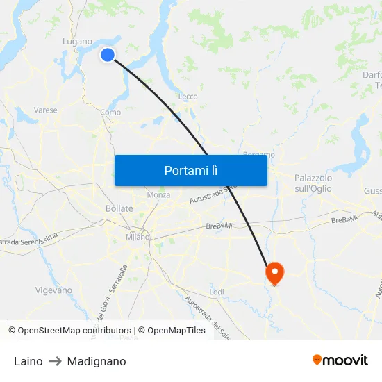 Laino to Madignano map