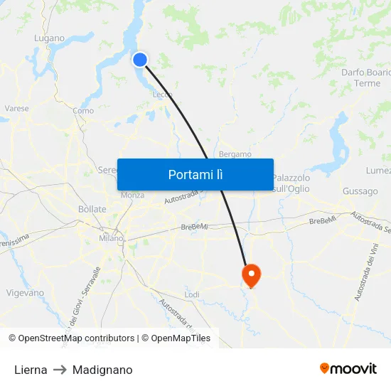 Lierna to Madignano map