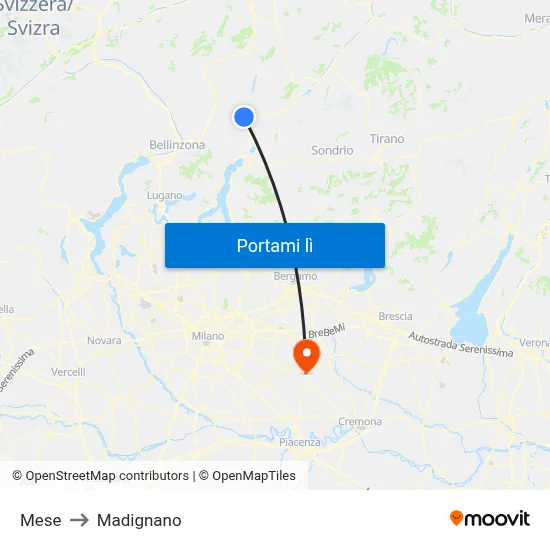Mese to Madignano map