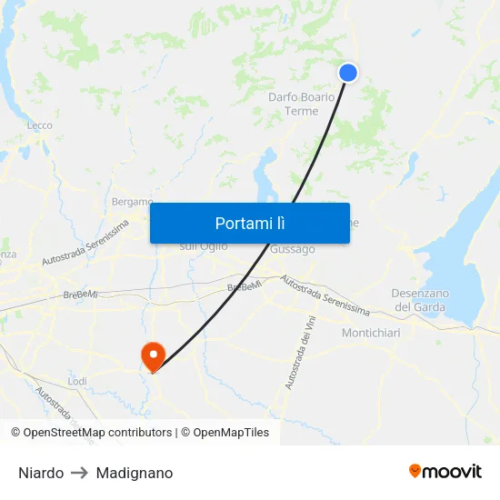 Niardo to Madignano map