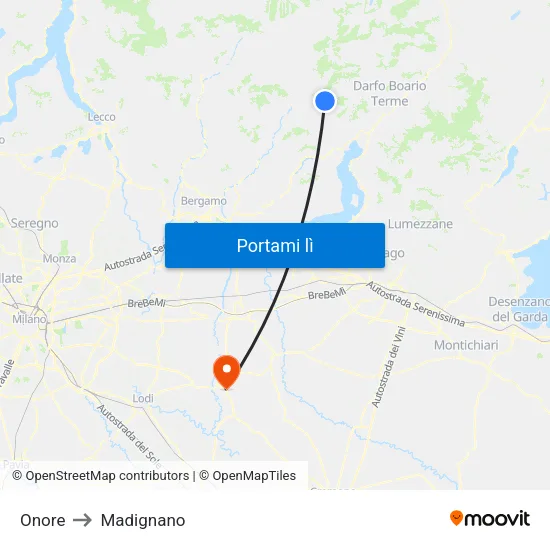 Onore to Madignano map