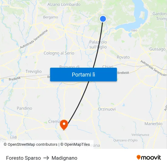 Foresto Sparso to Madignano map