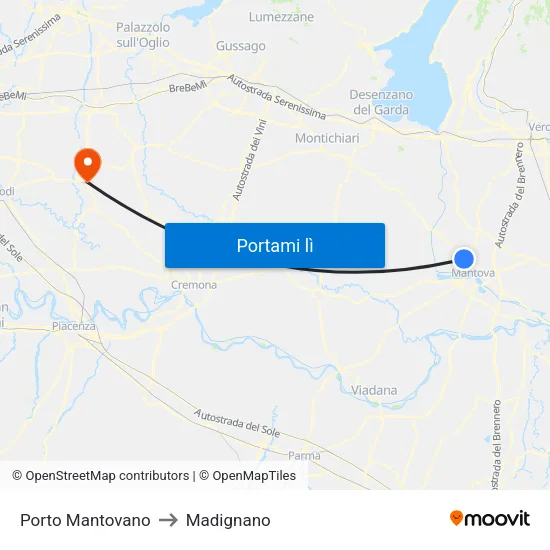 Porto Mantovano to Madignano map