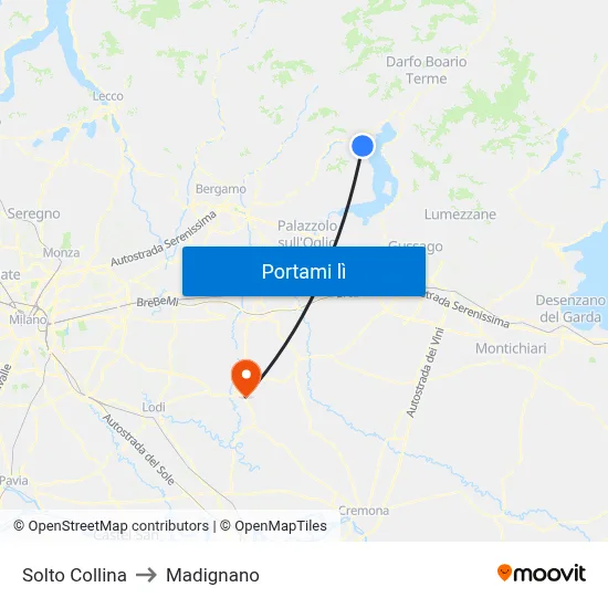Solto Collina to Madignano map