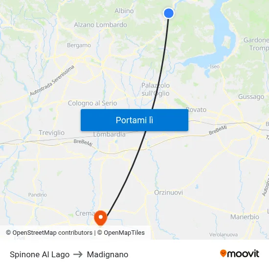 Spinone Al Lago to Madignano map