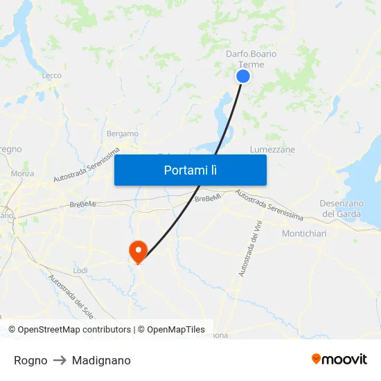 Rogno to Madignano map