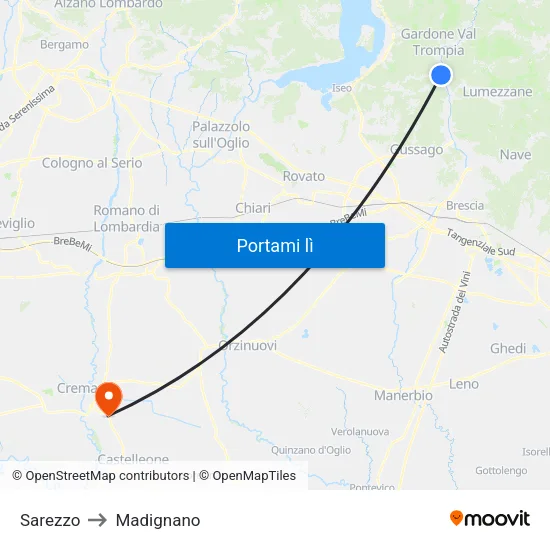 Sarezzo to Madignano map