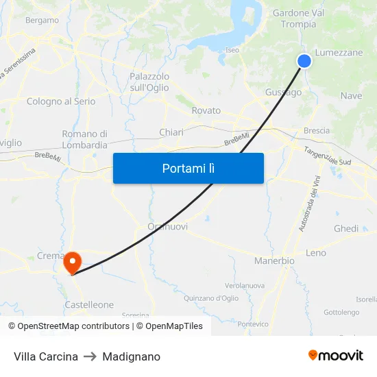 Villa Carcina to Madignano map